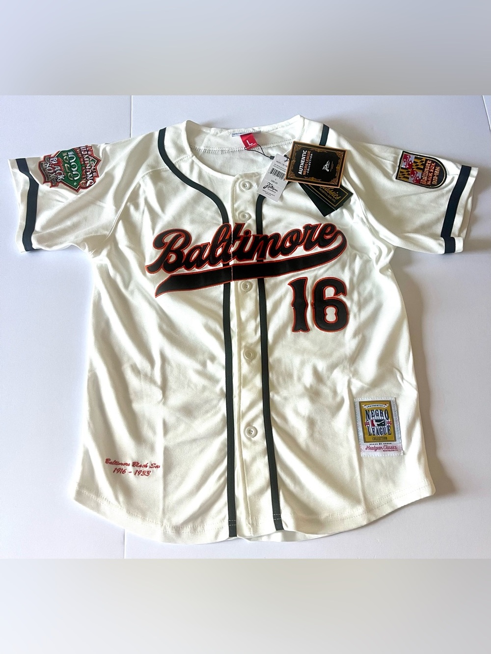 Baltimore Cream Kids Baseball Jersey with Number 16